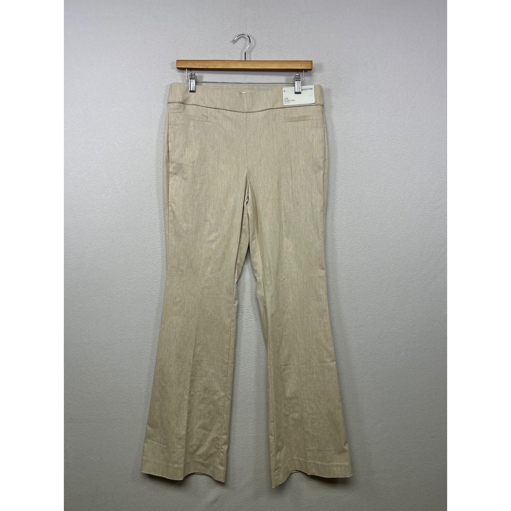 Professional Liz Claiborne Womens 8 Beige Lisa Flare Leg Mid-Rise Dress Pants